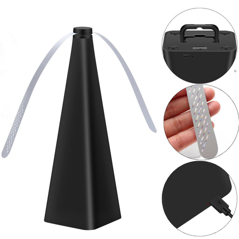 Настільний пропелер-відлякувач для захисту їжі від комах та мух легкий та компактний з акумулятором 24х9см 150г Чорний
