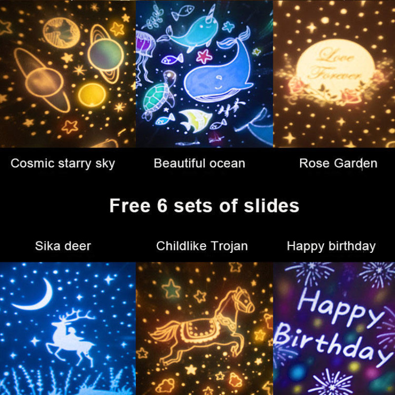 Ночник обертовий, світлодіодна лампа-проектор з зірками для дитячої MA-11 Рожевий