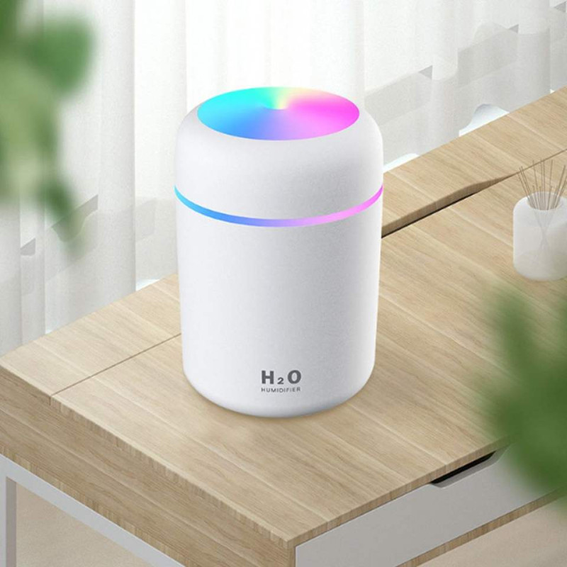 Ультразвуковий зволожувач повітря W261 з LED підсвічуванням 2Вт 300мл Білий (NT9879)