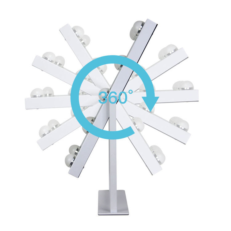 Дзеркало косметична настільна з LED підсвічуванням регульована кругла з підставкою White (WJ2012)