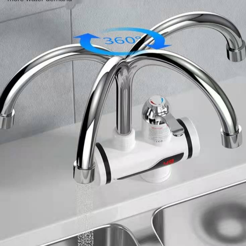 Електричний водонагрівач проточний для швидкого нагрівання води 3000Вт із LCD екраном та нижнім підключенням RX-001/S-471 Білий