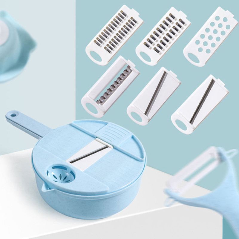 Багатофункціональна овочерізка 12в1 Slicing Master з контейнером та ручкою подрібнювач для овочів та фруктів ножі з нержавіючої сталі Blue (SM-1098)