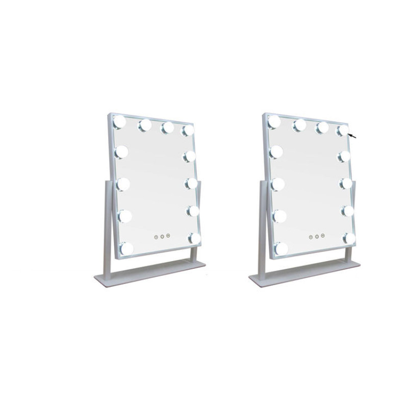 Дзеркало косметична настільна з LED підсвічуванням і регульованою прямокутною яскравістю White (MA0611)