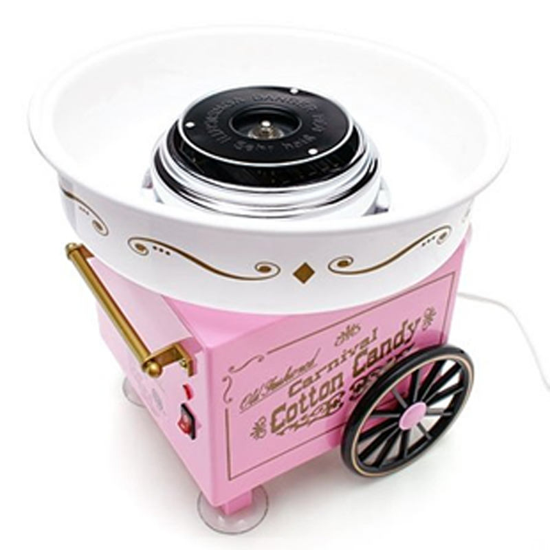 Домашній апарат для приготування цукрової вати на коліщатках Carnival Cotton Candy Maker Рожевий CH783