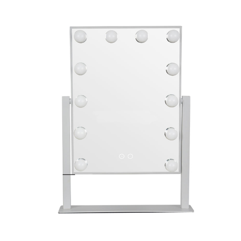 Дзеркало косметична настільна з LED підсвічуванням і регульованою прямокутною яскравістю White (MA0611)