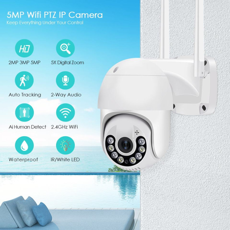 Камера відеоспостереження вулична PTZ WiFi Outdoor Camera Yachu ICSEE 5MP Білий