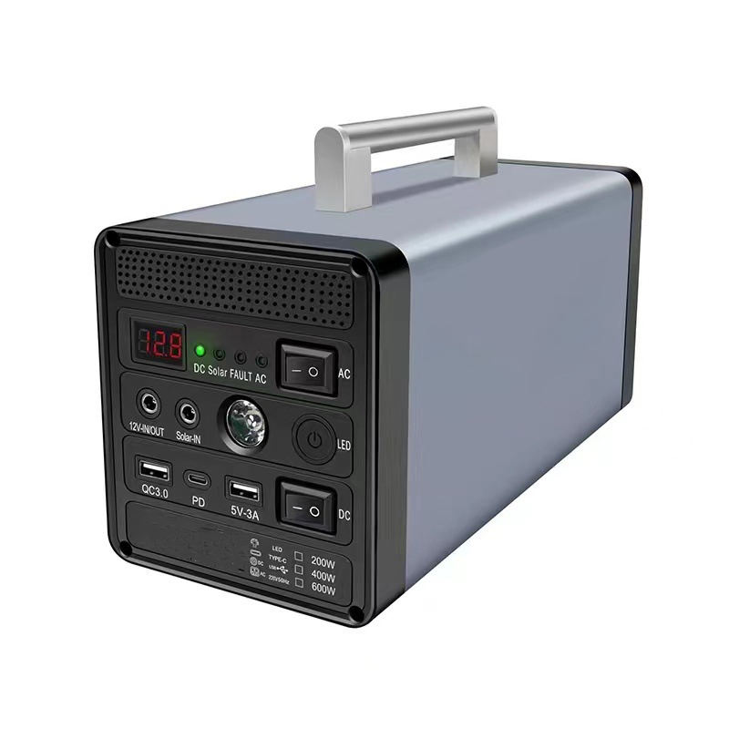 Перетворювач напруги акумуляторний Yachu 12000 мАг 12,8V/12Ah 200 Вт з LCD дисплеєм та USB зарядна станція із сонячною панеллю, модифікована синусоїда, gray