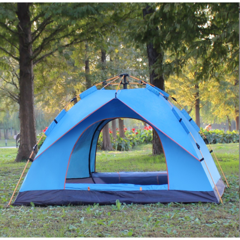 Автоматичний туристичний намет 4-х місний для кемпінгу з козирком Autocamp 200х200х135см AC-1902 Blue