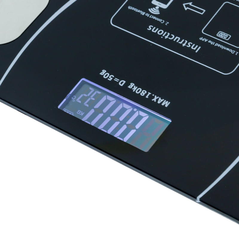 Підлогові розумні електронні скляні електронні ваги до 180кг зі шкалою жирових відкладень і додатком на смартфон LY-114 Black