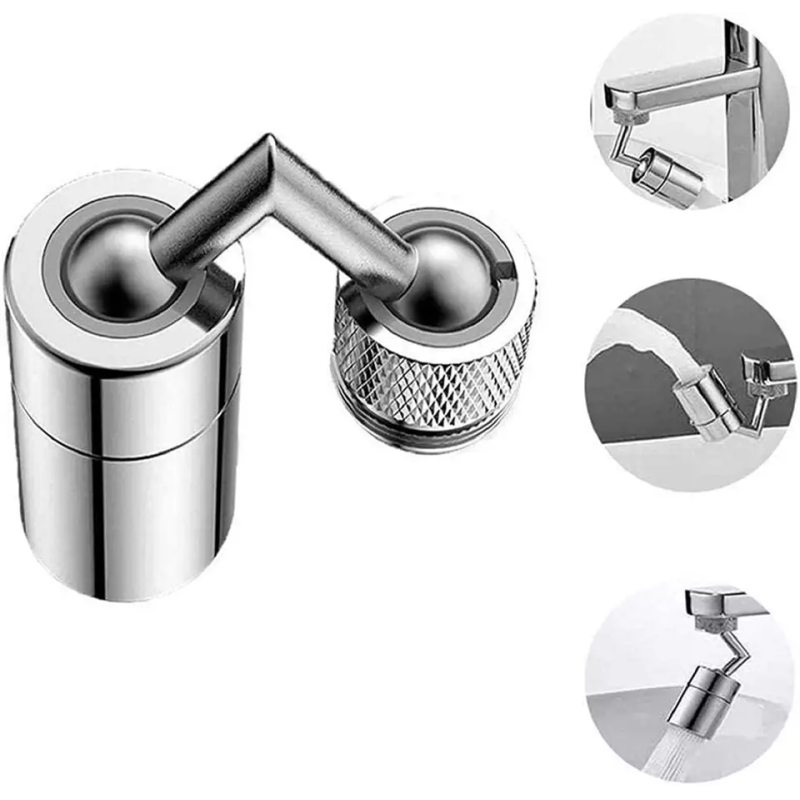 Насадка на кран з поворотом 720° два режими з фільтром проти бризок матрац латунь BauTech Сріблястий