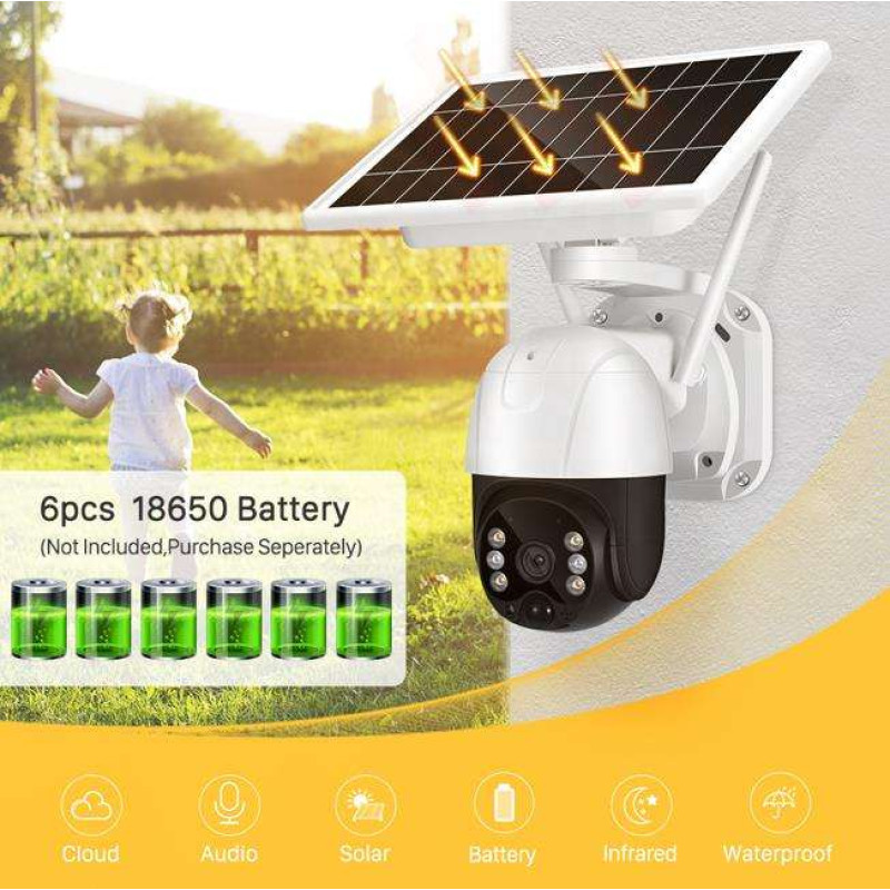 Камера відеоспостереження вулична із сонячною панеллю WIFI Solar Camera ICSEE 3MP FHD-Contains Yachu SIX 18650 Біло-чорний