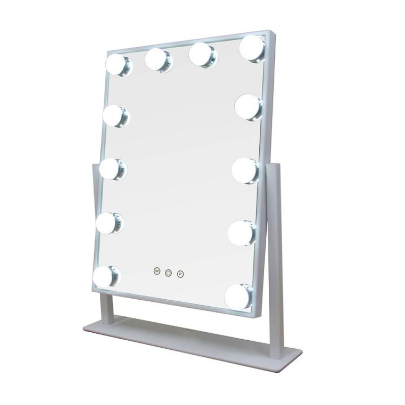 Дзеркало косметична настільна з LED підсвічуванням і регульованою прямокутною яскравістю White (MA0611)