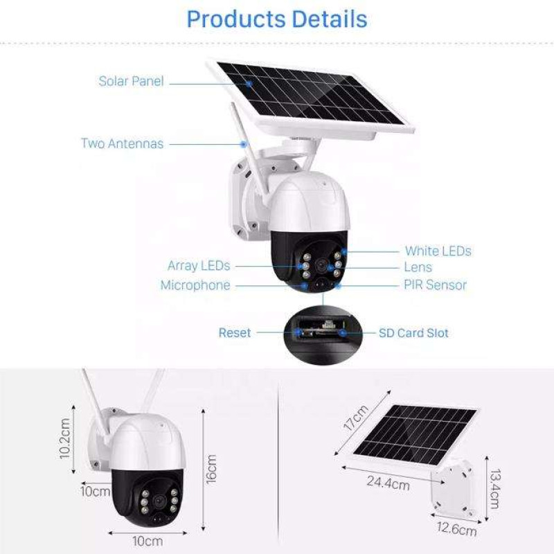Камера відеоспостереження вулична із сонячною панеллю WIFI Solar Camera ICSEE 3MP FHD-Contains Yachu SIX 18650 Біло-чорний