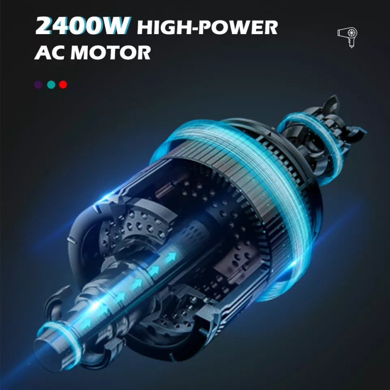 Професійний фен для волосся з 2 концентраторами, 2 швидкості та 3 режими роботи VGR V-452 2400Вт Azure