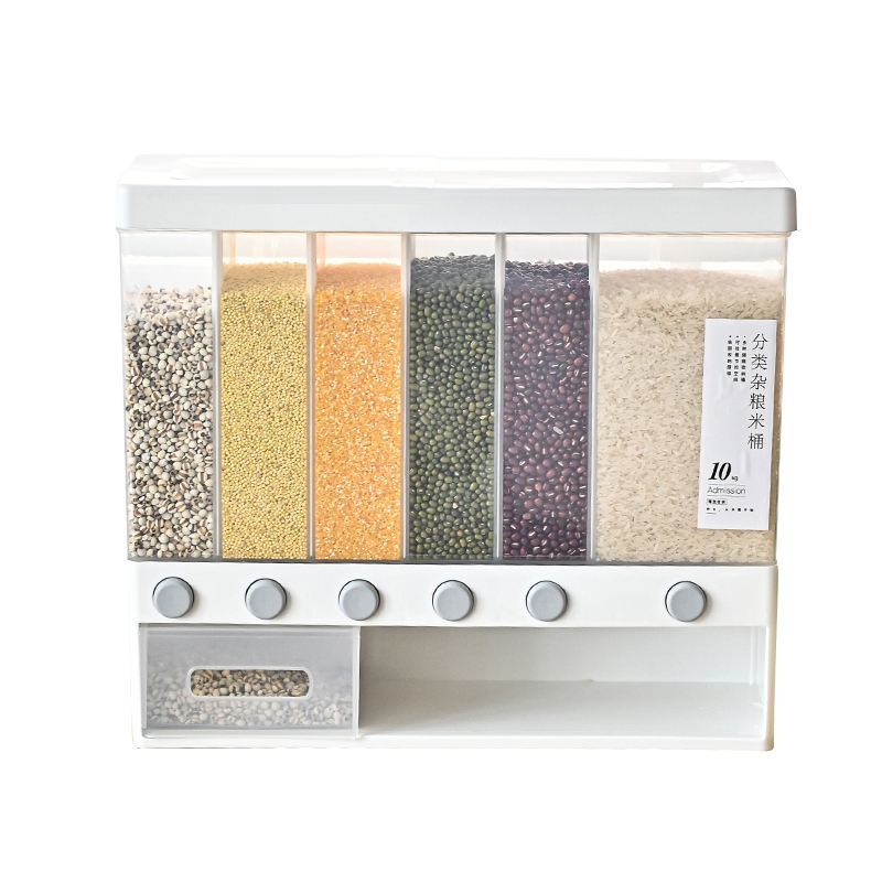 Органайзер для круп та для сипучих продуктів на 6 секцій 10 літрів пластиковий 14х38х32см MA-2000 White
