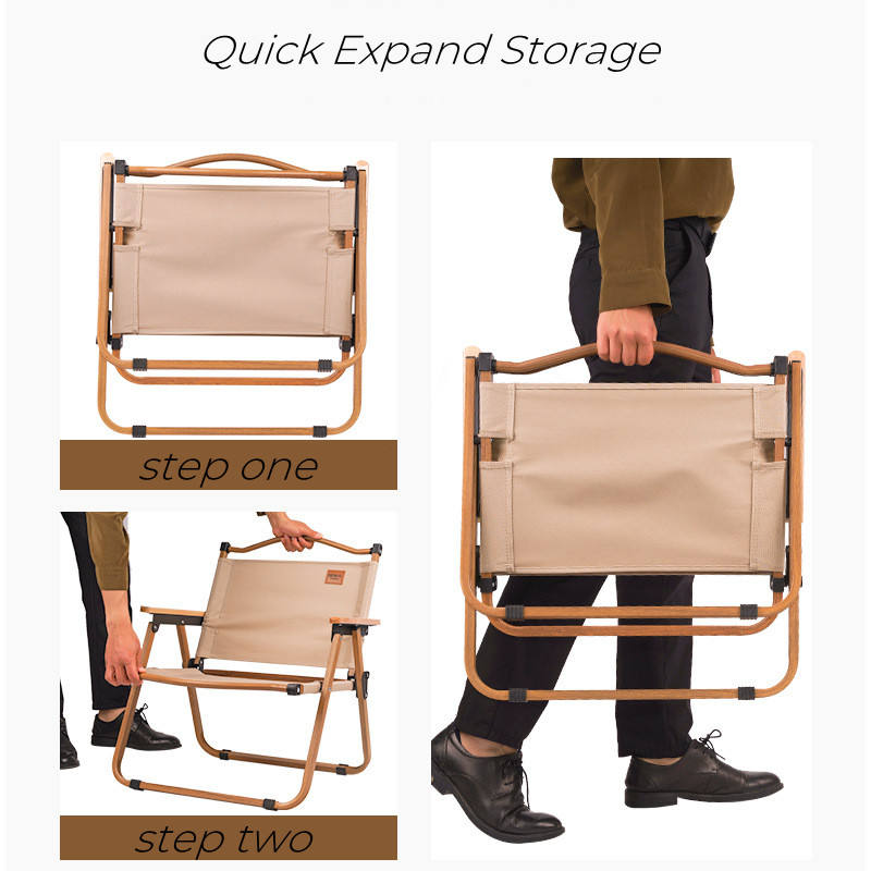 Крісло розкладне для кемпінгу та туризму Folding-Chear з підлокітниками та металевим каркасом 55х54х60см Beige (FC-827387)