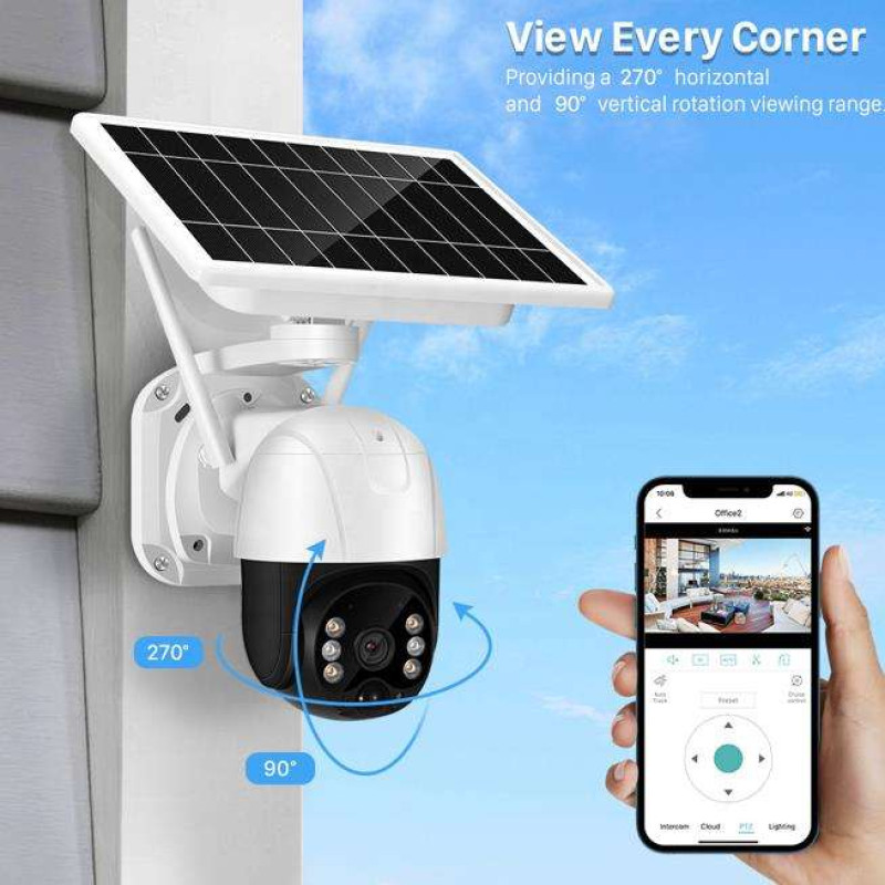 Камера відеоспостереження вулична із сонячною панеллю WIFI Solar Camera ICSEE 3MP FHD-Contains Yachu SIX 18650 Біло-чорний