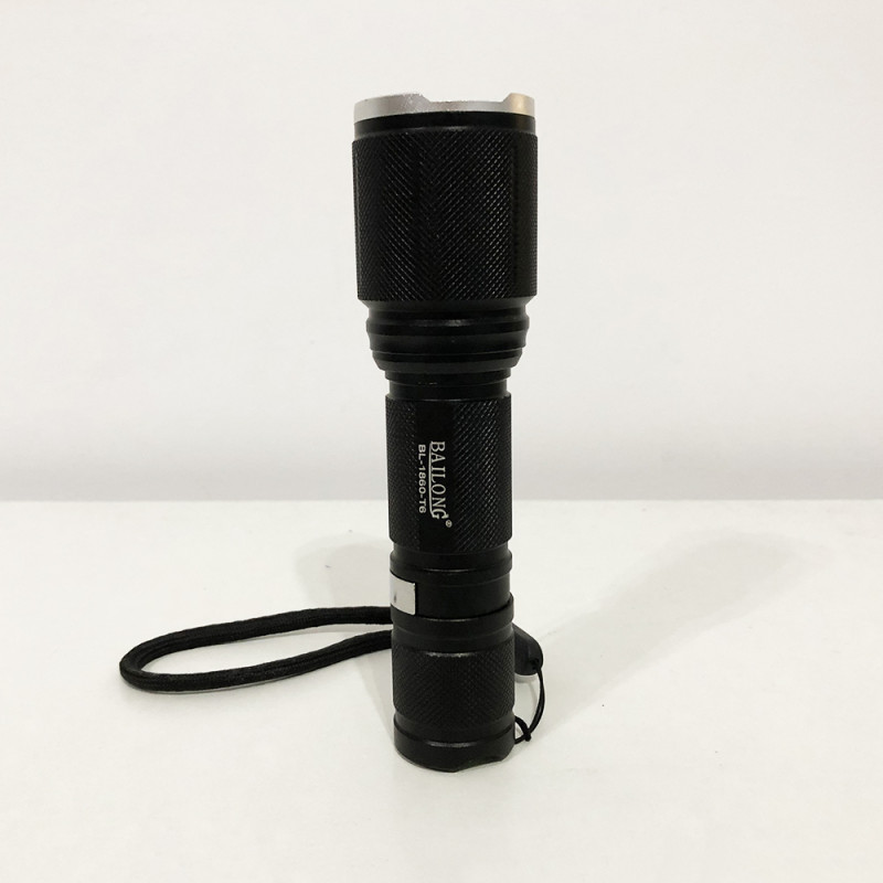 Ручний ліхтар компактний туристичний з 5 режимами роботи zoom microUSB акумуляторний 18650 метал Bailong BL-1860-T6 Чорний