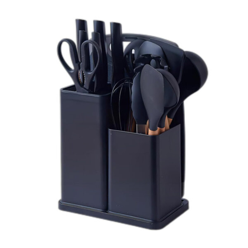 Набір кухонного приладдя Kitchen Ware з 19 предметів з ножами та дошкою KW-1902 Black
