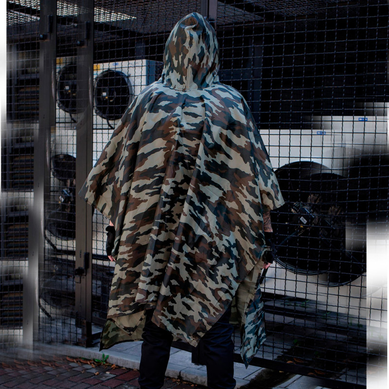 Тактичний дощовик-пончо 3в1 легкий лісовий плащ-намет з люверсами Тактичний дощовик-пончо 3в1 легкий лісовий плащ-намет з люверсами