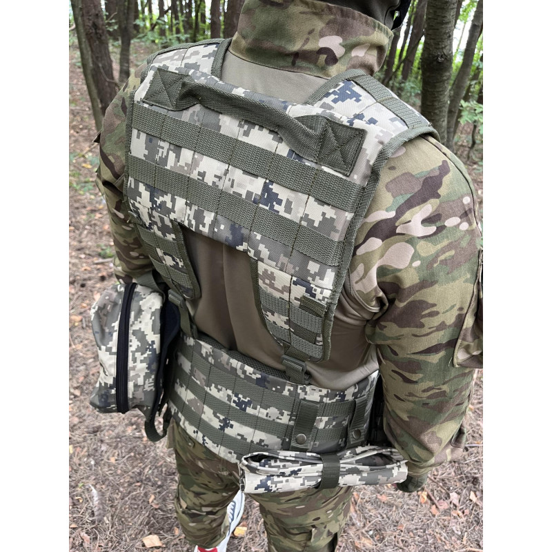 Розвантажувальний пояс з комплектом підсумків тактичний Unloading Belt ремінно-плечова система XXL (Піксель) розгрузка