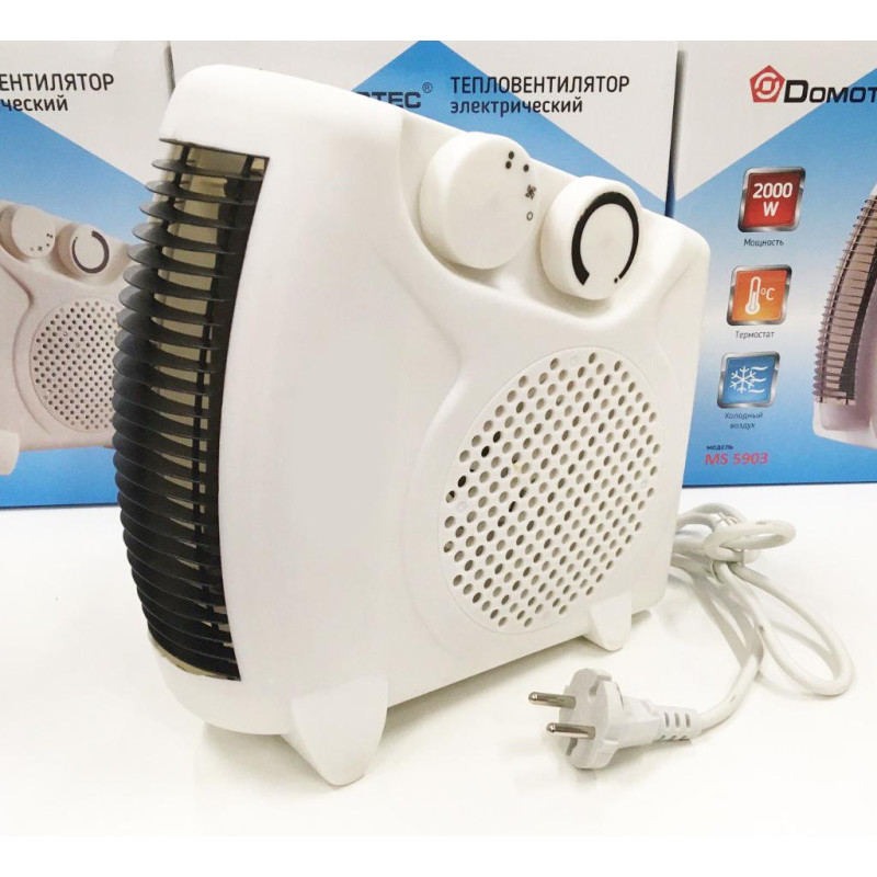 Тепловентилятор Domotec Ceramic 1500 Вт компактний електрообігрівач дуйка White (MS-5903)