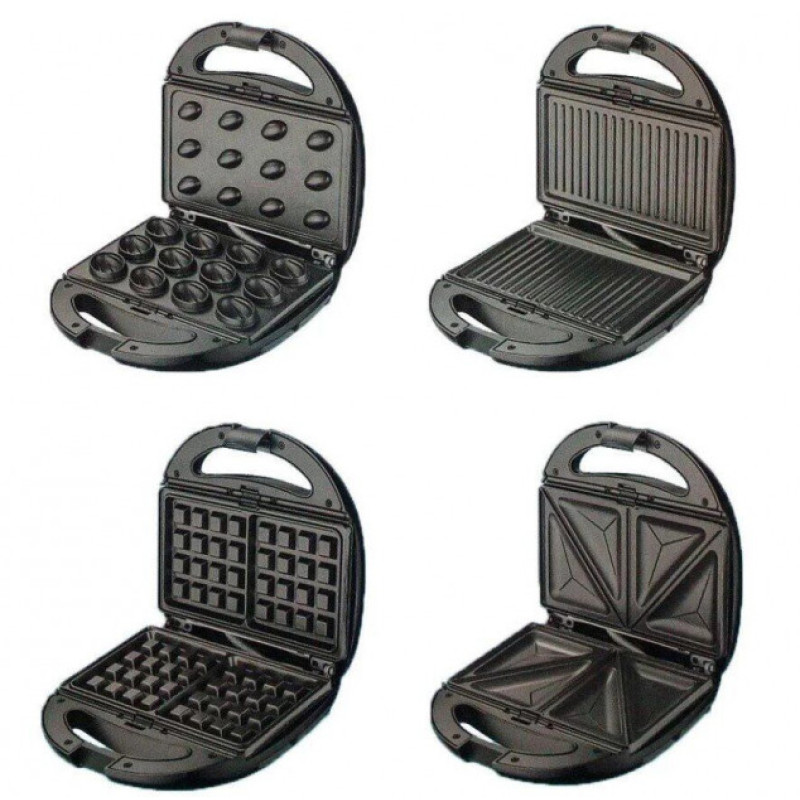 Мультимейкер 4 в 1, гриль, сендвічниця, вафельниця, ліщина Crownberg CB-1076