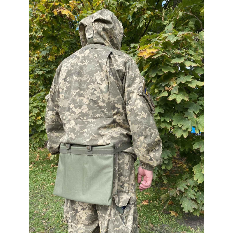 Каремат для сидіння Оксфорд 600D з наповнювачем ізолон та кріпленням MOLLE на пояс 32x42x2,5см Хакі