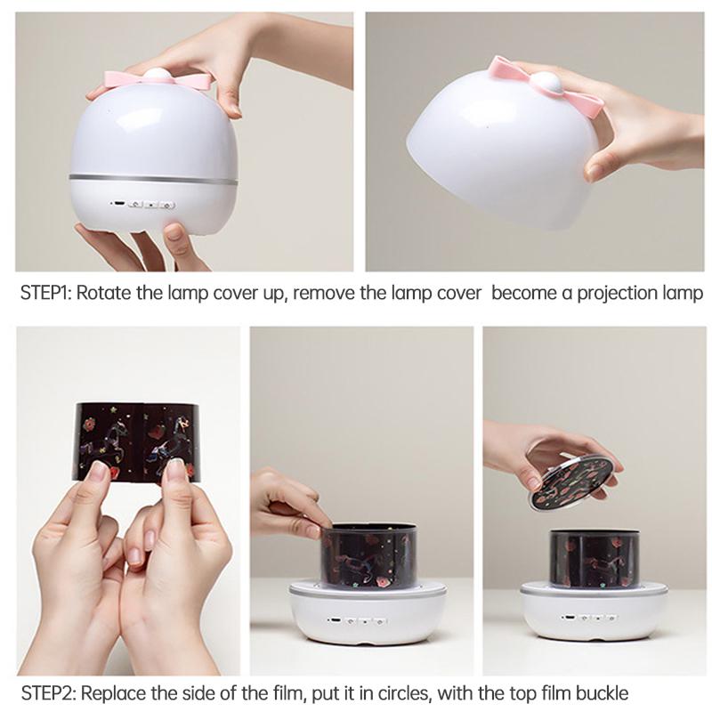 Ночник обертовий, світлодіодна лампа-проектор з зірками для дитячої MA-11 Рожевий