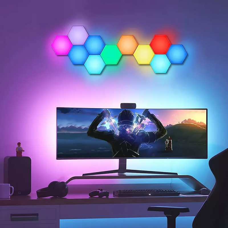 Модульний настінний LED світильник з 6 шт. Bluetooth APP, Music Rhythm з пультом ДУ RGB Smart White