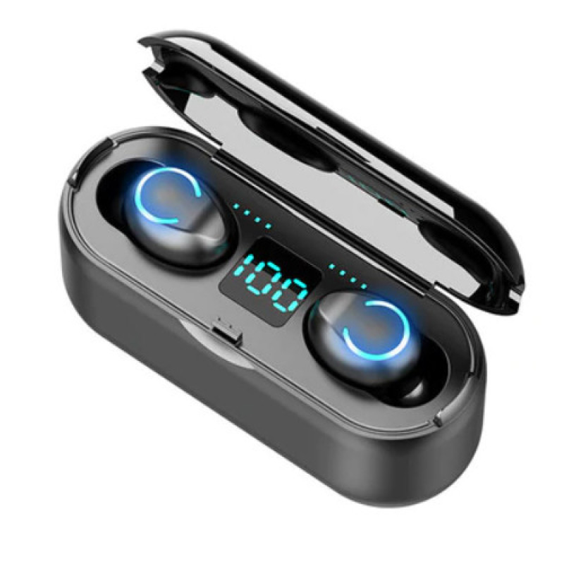 Бездротові навушники bluetooth 5.0, Сенсорні навушники для телефону TWS F9 5.0, чорні