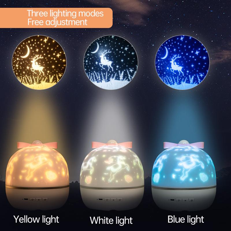 Ночник обертовий, світлодіодна лампа-проектор з зірками для дитячої MA-11 Рожевий