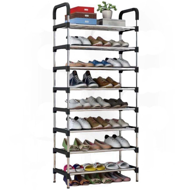 Полиця стелаж для взуття 150х56х26см на 8 полиць Light Shelf LS-7813 Black