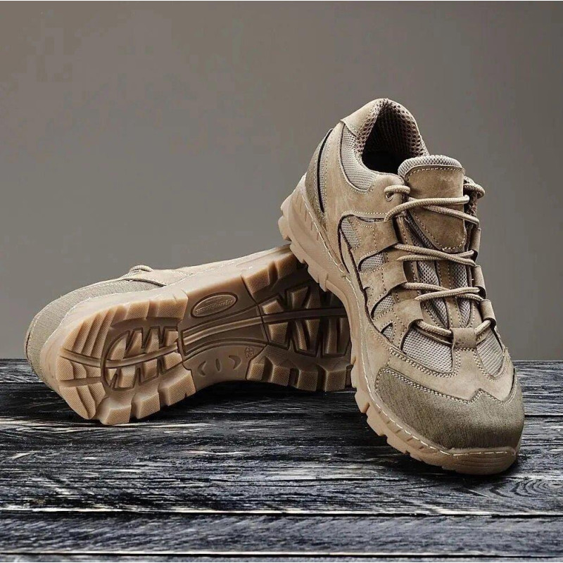 Кросівки тактичні чоловічі шкіряні демісезонні 45 розмір 29 см з адаптивними устілками та посилені вставки у носовій та задній частині Ягуар Коричневий