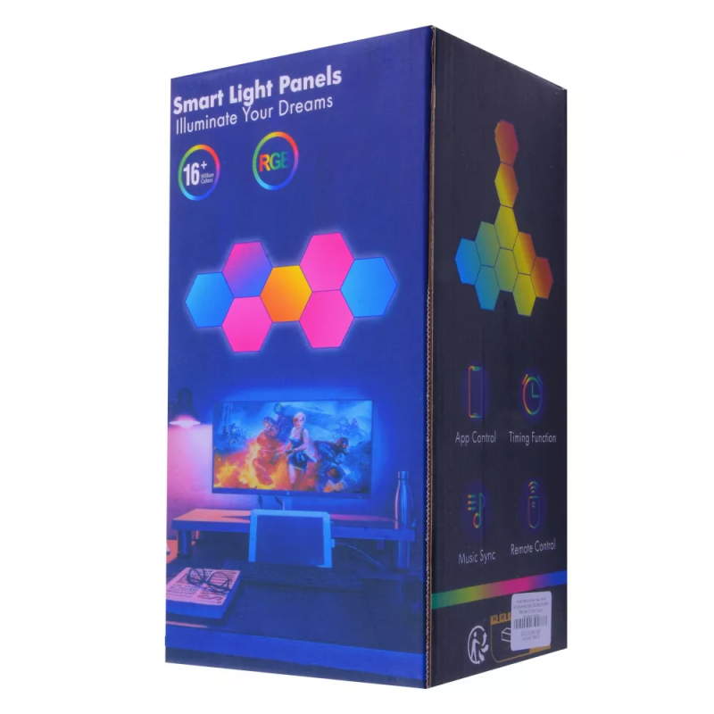 Модульний настінний LED світильник з 6 шт. Bluetooth APP, Music Rhythm з пультом ДУ RGB Smart White