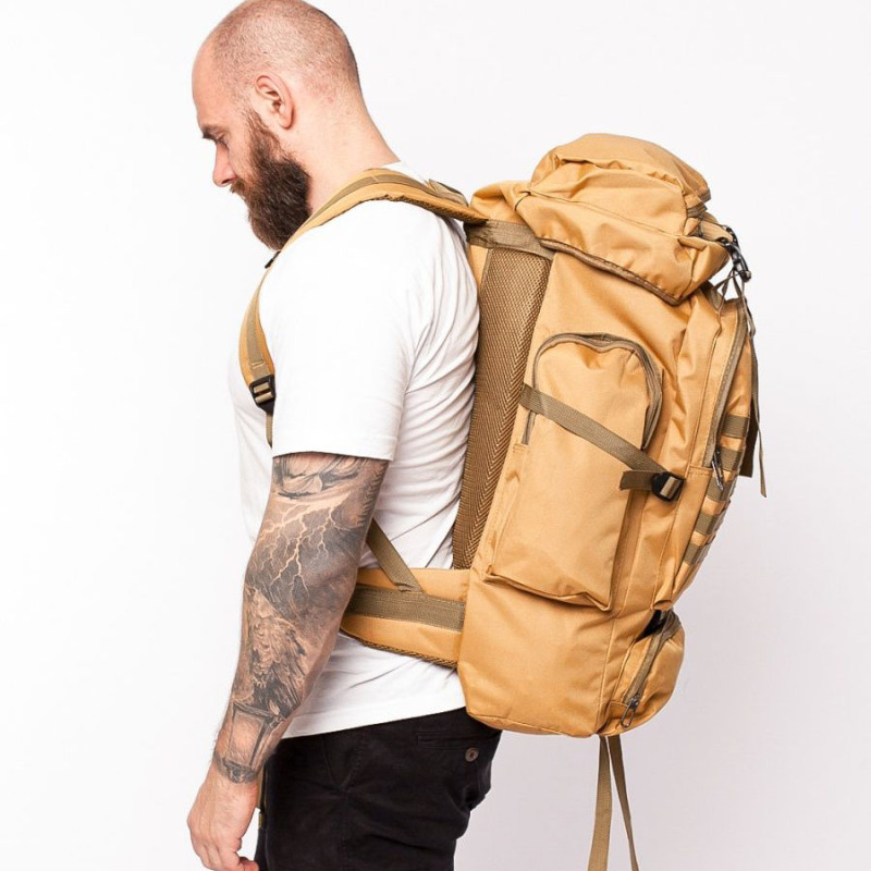 Великий рюкзак туристичний похідний Light Tactic баул кордура 1200D система Molle 70л 39x22x80 см Coyote Великий рюкзак туристичний похідний Light Tactic баул кордура 1200D система Molle 70л 39x22x80 см Coyote
