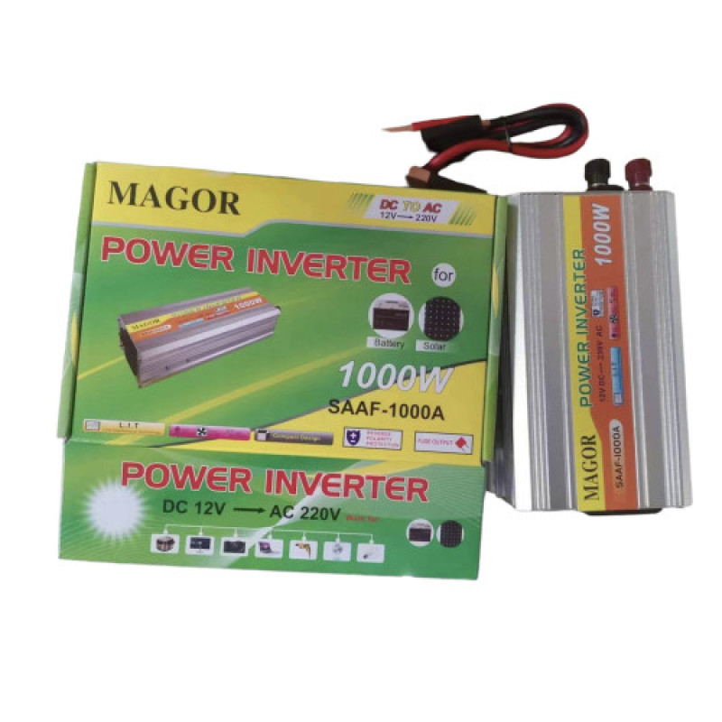 Преобразовувач Інвертор DC 12V в AC 220V із USB, запобіжником та захистом від перевантажень модифицированная синусоида MAGOR SAAF-1000A Santer FAA-1000W Сірий