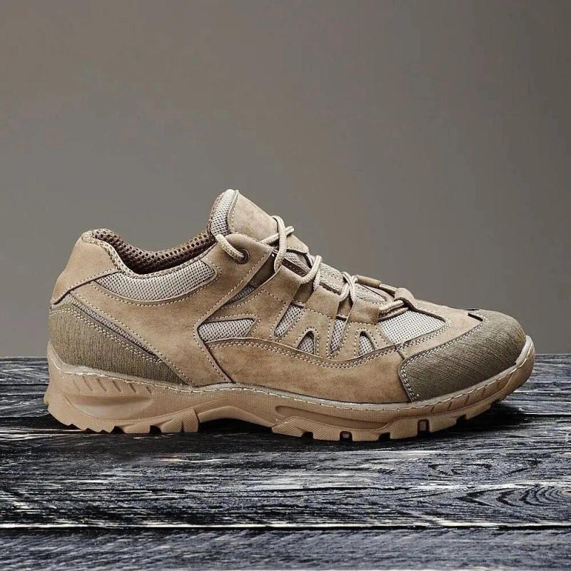 Кросівки тактичні чоловічі шкіряні демісезонні 45 розмір 29 см з адаптивними устілками та посилені вставки у носовій та задній частині Ягуар Коричневий