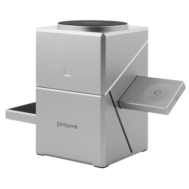 Бездротовий зарядний пристрій 15W 3в1 Qi2 універсальна док-станція 15W Proove Iron Hide Gray