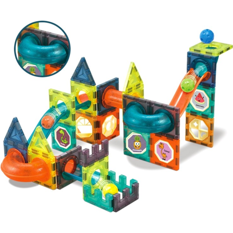 Дитячий магнітний конструктор 110 деталей з підсвткою Woopie Light Magnetic Blocks NT-0982 Multicolored