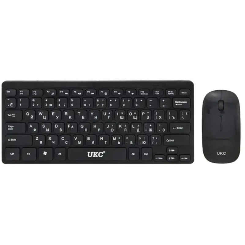 Бездротова клавіатура та оптична миша комплект KeyBoard UKC 901 Mini Чорна з низькопрофільними клавішами