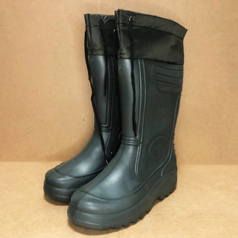 Чоботи гумові високі утеплені з підв'язкою зверху розмір 45/46 чоловічі Зелений