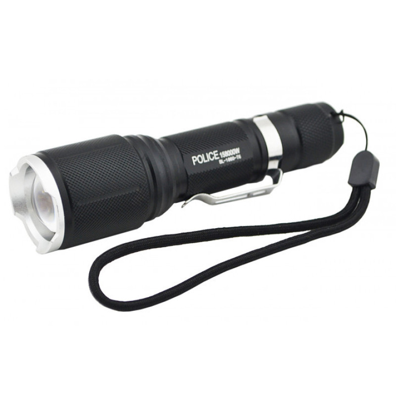 Ручний ліхтар компактний туристичний з 5 режимами роботи zoom microUSB акумуляторний 18650 метал Bailong BL-1860-T6 Чорний