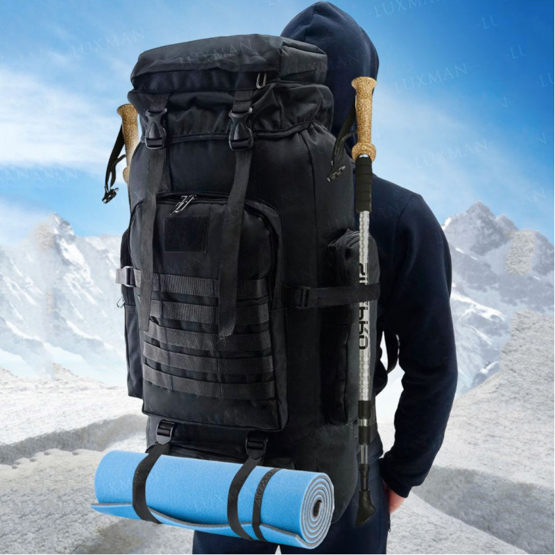 Великий рюкзак туристический похідний Light Tactic баул кордура 1200D система Molle 70л 39x22x80 см Black Великий рюкзак туристический похідний Light Tactic баул кордура 1200D система Molle 70л 39x22x80 см Black