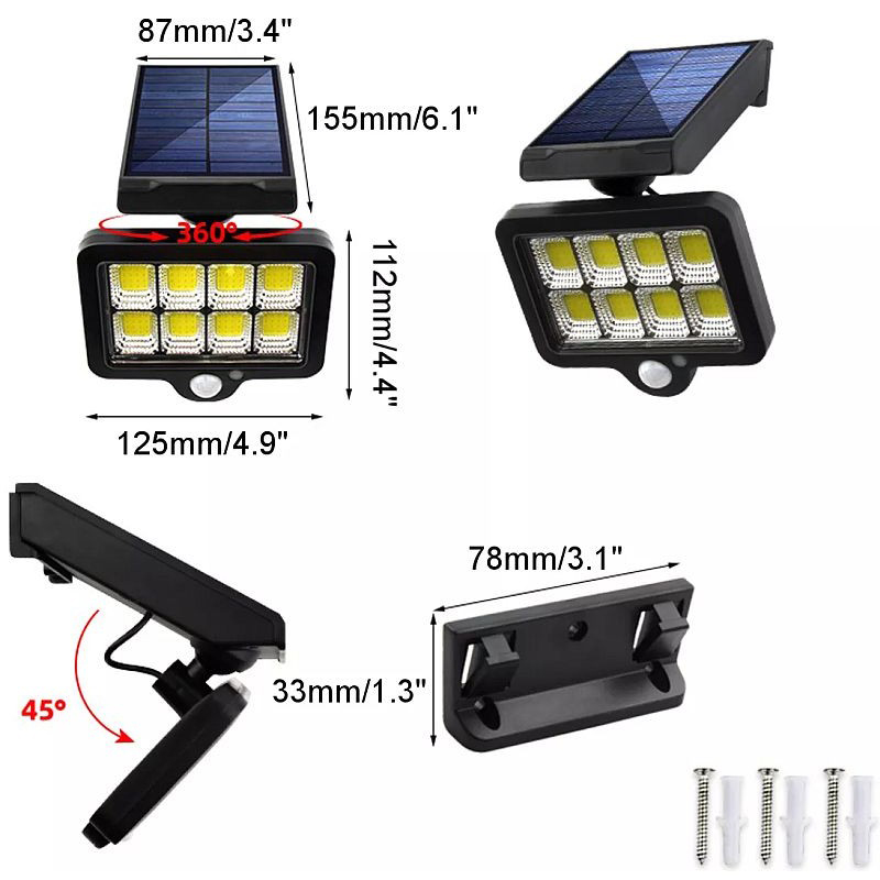 Сонячний світлодіодний настінний світильник Just Shine з датчиком руху - YT-140 Чорний
