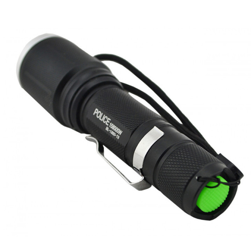 Ручний ліхтар компактний туристичний з 5 режимами роботи zoom microUSB акумуляторний 18650 метал Bailong BL-1860-T6 Чорний