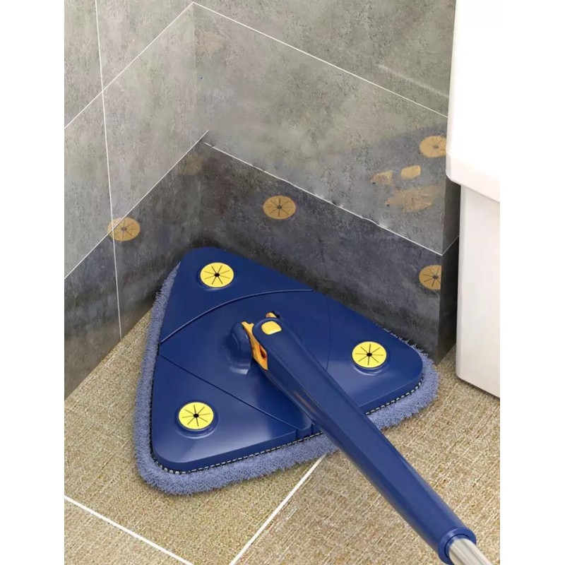 Трикутна швабра для миття вікон та всіх поверхонь Wind Master телескопічна з обертанням на 360 багатофункційна Blue (WM12062)