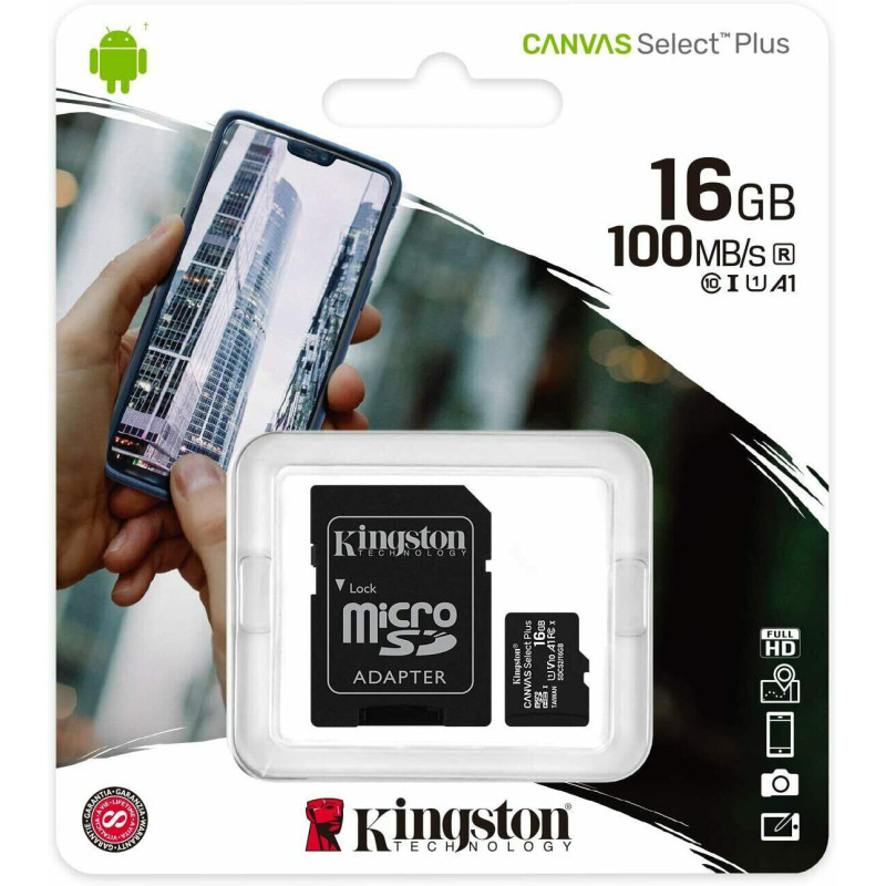 Карта пам'яті Kingston micro SDHC 16GB Class 10 UHS-1 з адаптером Чорний SDCS2/16GBSP