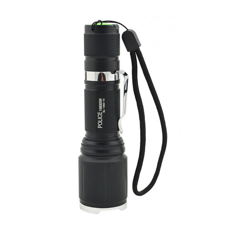 Ручний ліхтар компактний туристичний з 5 режимами роботи zoom microUSB акумуляторний 18650 метал Bailong BL-1860-T6 Чорний