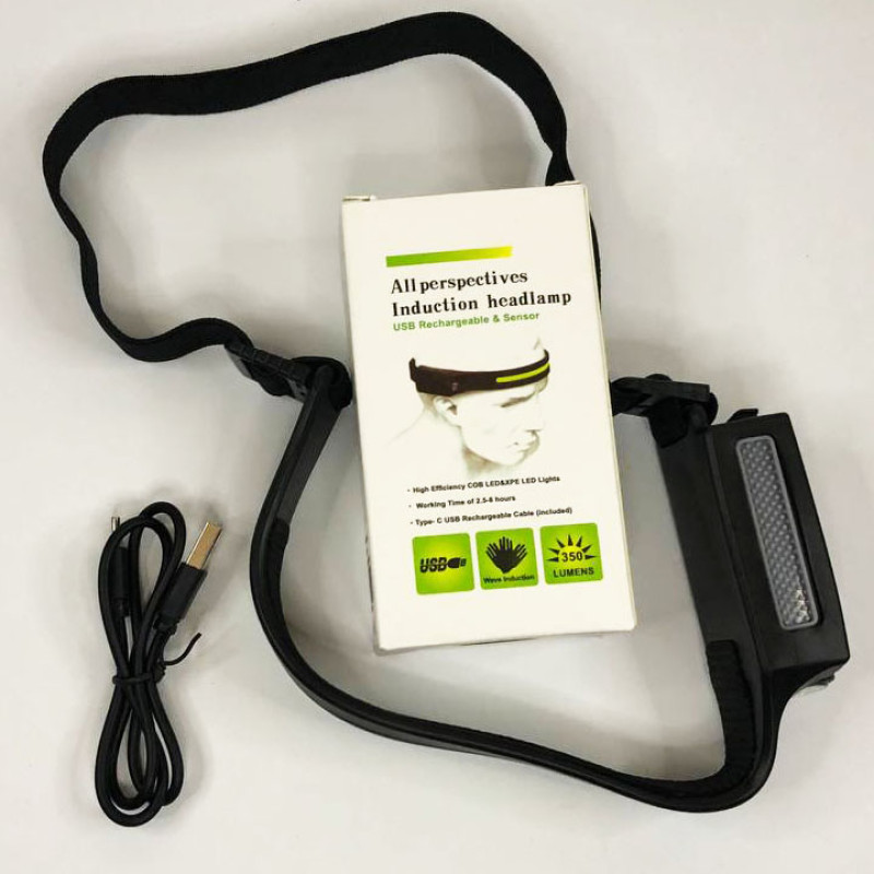 Світлодіодний ліхтар налобний сенсорний з акумулятором 1200 mAh Li-ion BL-W689/G28-LM+COB Black